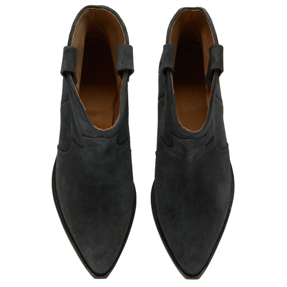 ISABEL MARANT Dewina Suede Leather Cowboy Ankle Boots in Faded Black Size 38 - Picture 6 of 8